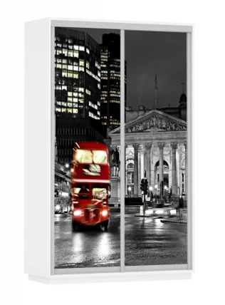 Шкаф-купе двухдверный Экспресс Дуо 1400х2200h Лондон/Белый снег_0