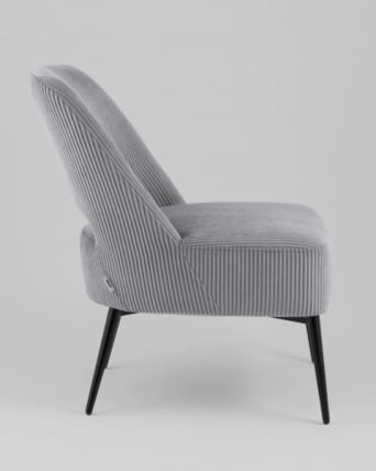 Кресло лаунж Бостон велюр рельефный светло-серый_5