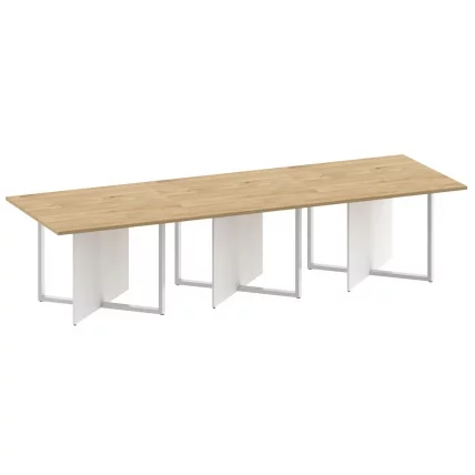 Стол переговорный, тройной, прямоугольный SHIFT SK.SP-KV-110-3 Тиквуд Светлый/Белый_0