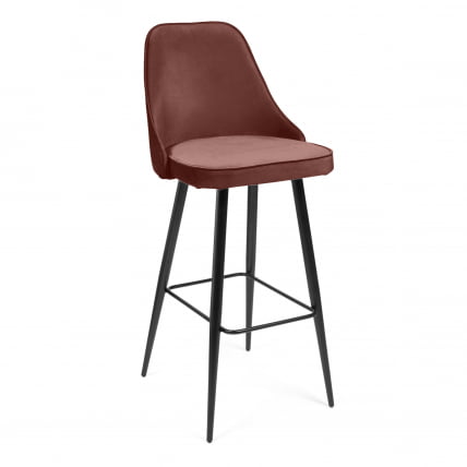 Стул барный KISH (mod. 714) ткань/металл, 50х57х110 см, высота до сиденья 78 см, коралловый barkhat 15 /черный_1