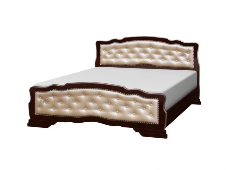 Кровать из массива Карина-10 200х140 Орех темный Светлая экокожа_0