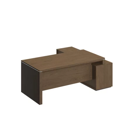 Стол руководителя левый на опорной тумбе VELAR ВЛ 136 ДТ Дуб табачный_1