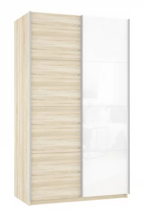 Шкаф-купе двухдверный Прайм 1400 ДСП/Белое стекло Дуб сонома_0