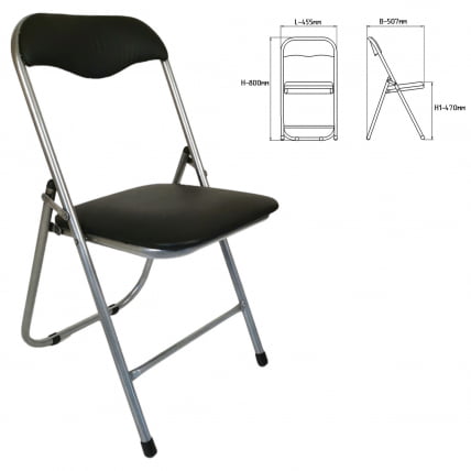 Стул складной для дома и офиса РС04 кожзам Черный_0