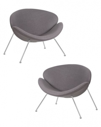 Кресло дизайнерское DOBRIN EMILY (серая ткань AF7, хромированная сталь) 2 шт_0