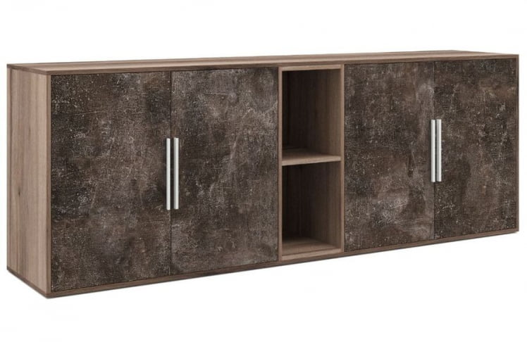 Шкаф низкий 4 створки, с нишей B-TONE BTN36153042 Вяз Бетон темный_0