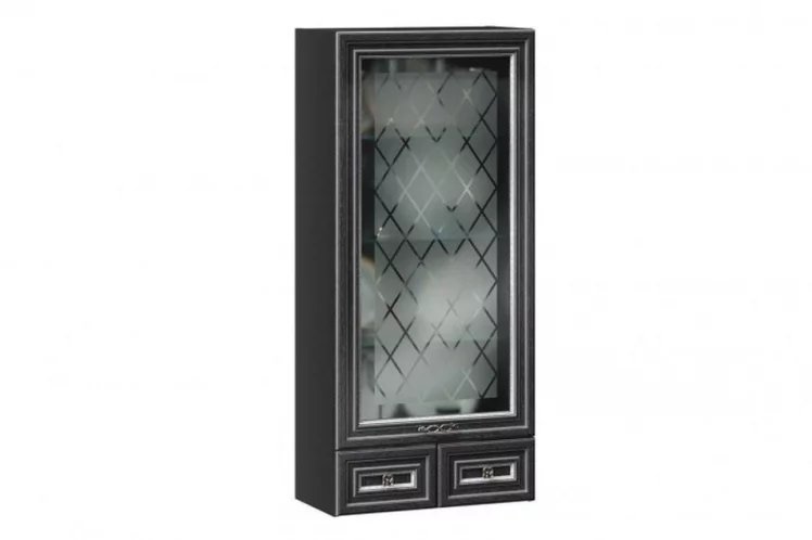 Шкаф кухонный настольный с витриной 600 Италия ЛД 275.776.000 Черный Дуб темный_0