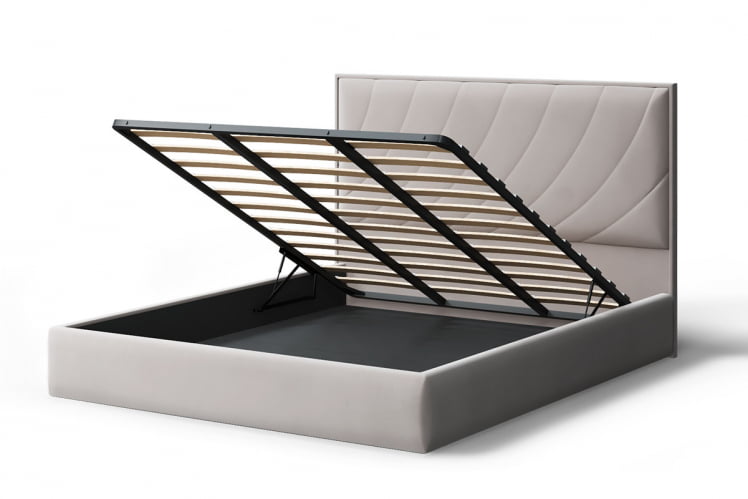 Кровать СОФИЯ 2000*1400мм (без опор), велюр NEO 02 (бежевый), (б/основания, б/матраса)_2