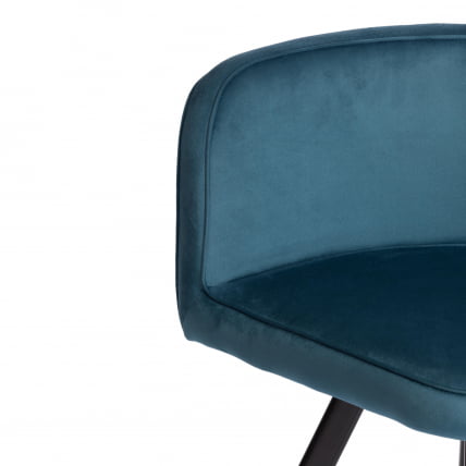 Комплект (стол, 4 стула) QUADRON (mod. PT14) Стол: МДФ/металл, стул: металл/велюр, 100х100х73 см, 69х56х71 см, Blue (синий) HLR62/черный_6