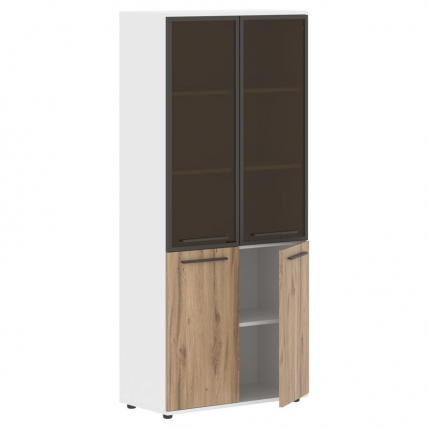 Шкаф комбинированный  с дверьми в металлической раме EDIS EHCS 85.7 Дуб Денвер светлый Мокко Белый_1