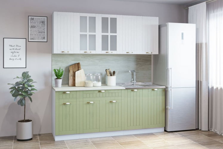 Гарнитур кухонный ПРОВАНС В 1 (накладная мойка) реалвуд ультра/фисташка_0