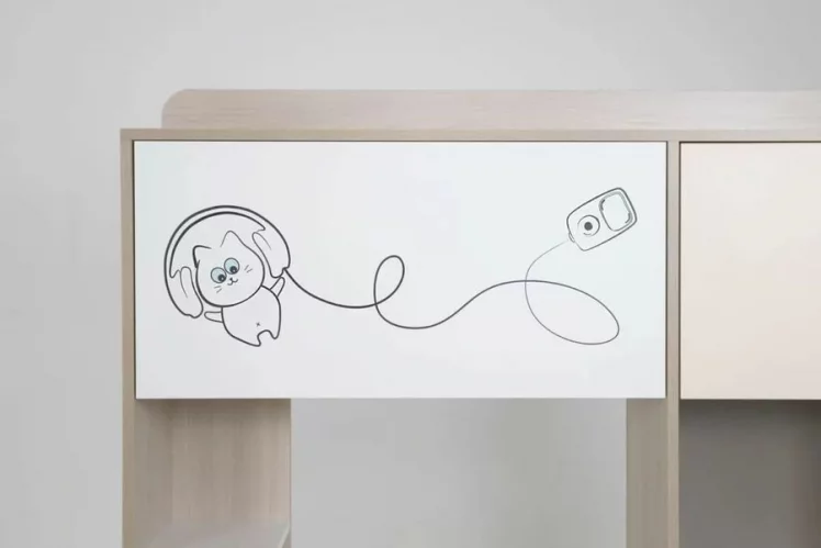 Стол компьютерный Котофей Ясень шимо светлый Вайс Белый_5