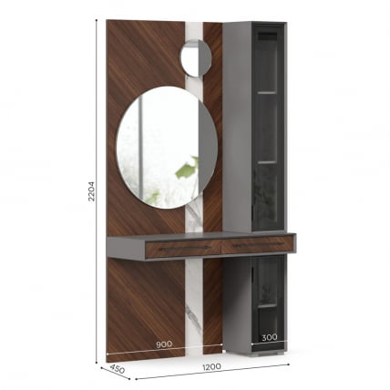 Секция комбинированная Вилена ЛД 138.110.000 Оникс Серый/Орех/Монте белый_5