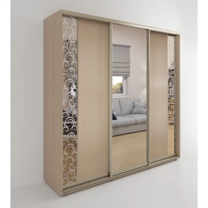 Шкаф-купе 3-х дверный Акцент-Вера ДС 2400х600 Дуб молочный_0