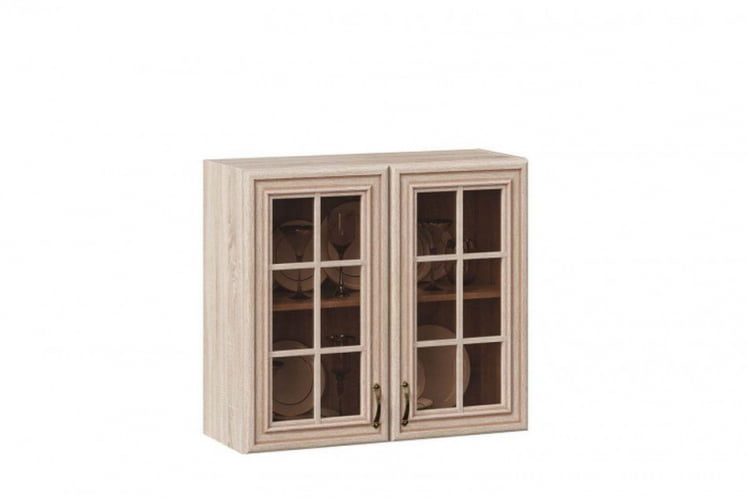 Шкаф кухонный 800 со стеклом Кантри ЛД 235.272.000 Сономе эйч светлая_0