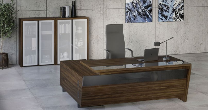 Стол руководителя прямой без тумбы Corner COR.SR-18 Орех Лоренцо Графит_2