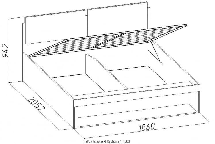 Кровать 1 (1800) HYPER Палисандр/Венге (спальня)_3