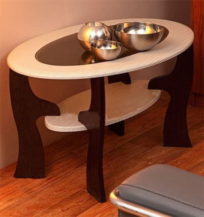 Стол журнальный Маджеста - 4 со стеклом Ясень Шимо темный/Ясень Шимо светлый_0