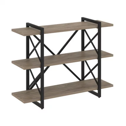 Стеллаж на регулируемых опорах - 3 полки LOFT VR.L-MST.O-3.8V Металл черный Тиквуд темный_0