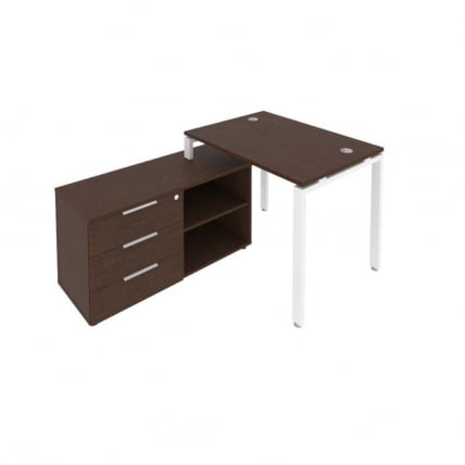 Рабочая станция на П-образном м/к с опорной тумбой левая Metal System Б.РС-СТС-2.1 Л Венге/Белый_0