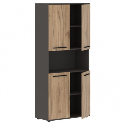 Шкаф с двумя комплектами глухих малых дверей EDIS EHCS 85.4 Дуб Денвер светлый Черный Мокко_1