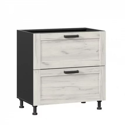 Тумба кухонная 800 с 2 ящиками ЛЮКС (4) Тип 1 Винченца ЛД 234.920.000.070 Черный Дуб Крафт белый_0