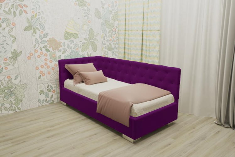 ДЕТСКАЯ МЯГКАЯ ИНТЕРЬЕРНАЯ КРОВАТЬ ВЕРСАЛЬ БЕЗ ОСНОВАНИЯ (BERHOUSE) Материал фасада: Металл/Велюр; Спальное место: 800х2000 мм; Цвет: Фуксия_0