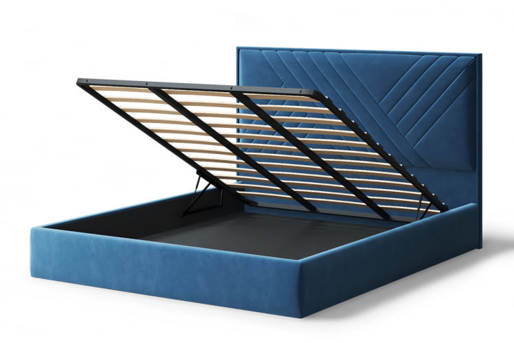 Кровать МИРА 2000*1200мм (без опор), велюр Бренди лайт 08 (синий), (б/основания, б/матраса)_2