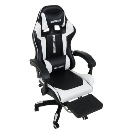 Кресло 1206 KINGQUEEN цвет черный/белый с массажем 1206-black-white-mass_5