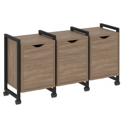 Тумба на колесных опорах наборная. Вариант №5 LOFT VR.L-TN-5.K Металл черный Дуб Аризона_0