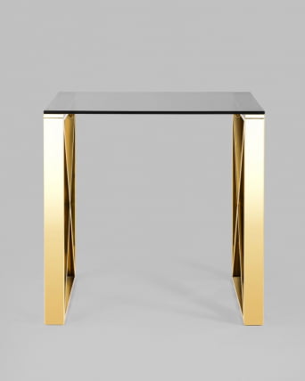 Журнальный стол КРОСС 55x55 Золото (стекло smoke)_3