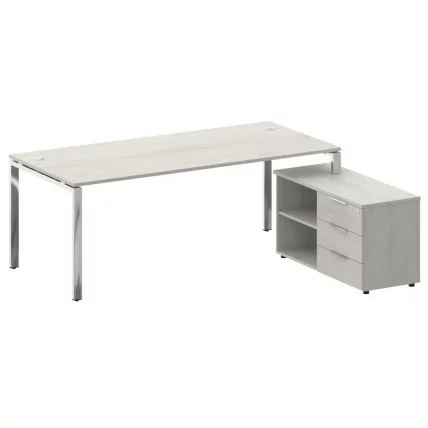 Стол рабочий руководителя с опорной тумбой левый METAL SYSTEM DIRECT БГ.СРТ-6.9 Пр Дуб Наварра_0