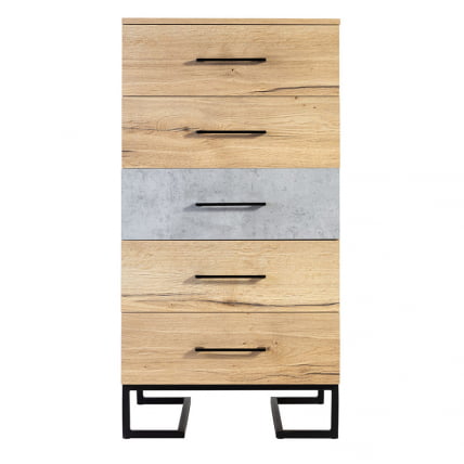 Комод Loft с 5 ящиками Дуб натур-Бетон_2