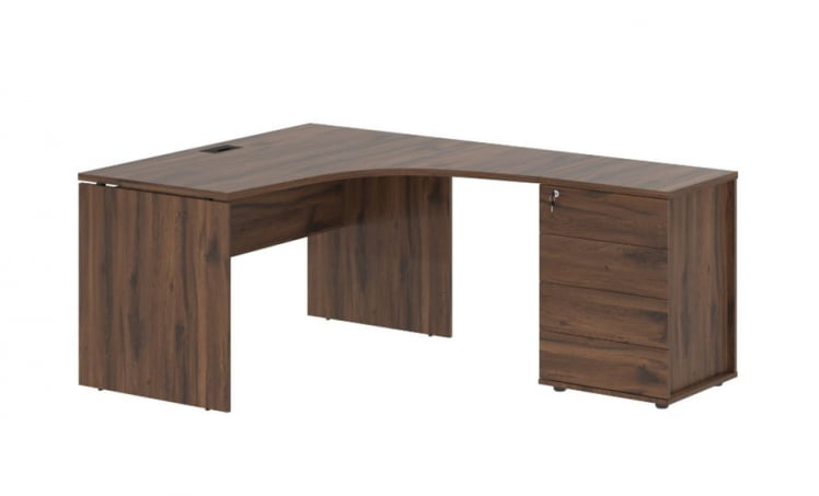 Стол эргономичный с тумбой правый EDIS EDCET 1518 R Дуб Денвер темный Черный_0