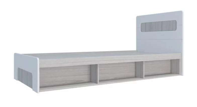 Кровать 0,9 с подъемным механизмом Палермо Юниор 01 Ясень шимо светлый Белый глянец_0