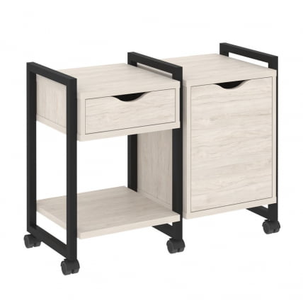 Тумба на колесных опорах наборная. Вариант №3 LOFT VR.L-TN-3.K Металл черный Денвер светлый_0