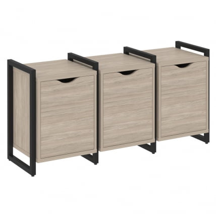 Тумба на регулируемых опорах наборная. Вариант №5 LOFT VR.L-TN-5.O Металл черный Дуб Аттик_0