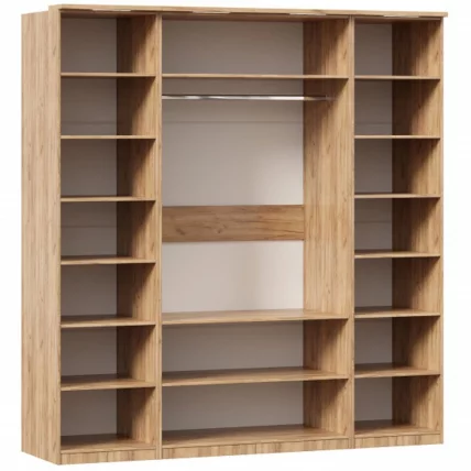 Шкаф четырехстворчатый с 2 зеркалами и декоративными накладками Фиджи 009 Дуб Золотой Антрацит_1