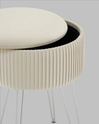 Пуф-столик Астор бежевый серебряные ножки_4