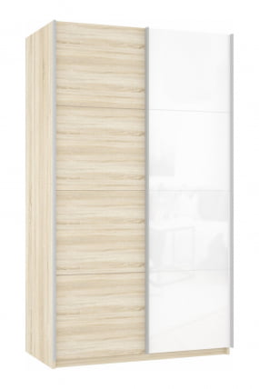 Шкаф-купе двухдверный Прайм 1200 ДСП/Белое стекло Дуб сонома_0