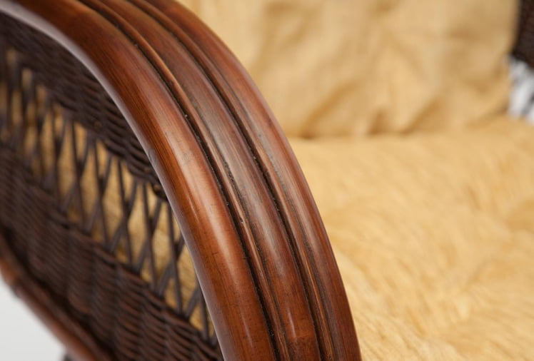 Кресло-качалка ANDREA Relax Medium /с подушкой/ Pecan Washed (античн. орех), Ткань рубчик, цвет кремовый_7