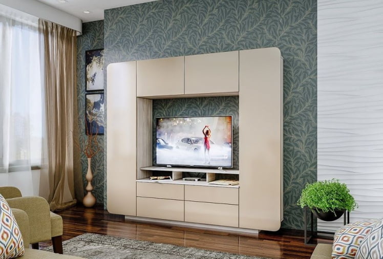 Шкаф комбинированный Румба 03.272 Ясень шимо светлый Мокко глянец_0