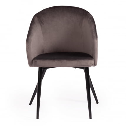 Кресло LA FONTAIN (mod. 004) вельвет/металл, 60 х 57 х 84 см , серый (HLR 24)/черный_4