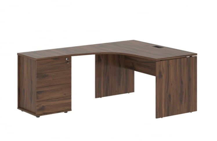 Стол эргономичный с тумбой левый EDIS EDCET 1518 L Дуб Денвер темный Черный_0