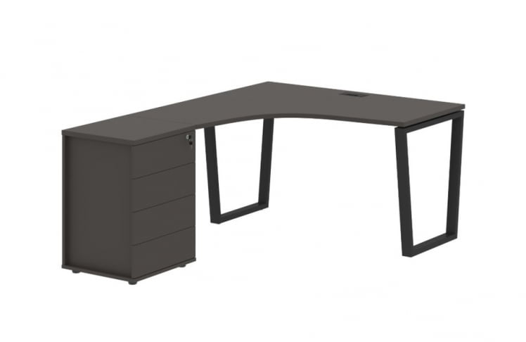 Стол эргономичный с тумбой левый EDIS EVCET 1318 L Мокко Черный_0