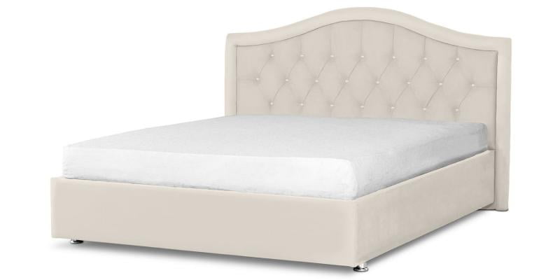 Мягкая интерьерная кровать "Калининград" с подъемным механизмом Материал фасада: Экокожа; Спальное место: 1600х2000 мм; Цвет фасада: Белый; Цвет корпуса: Белый _0