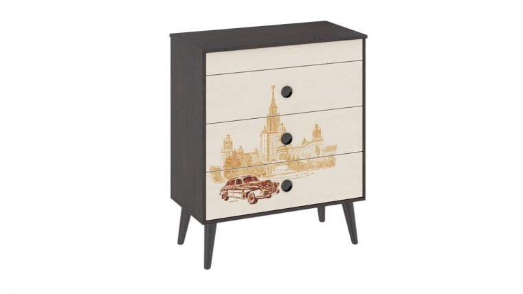 Тумба универсальная 33 с рисунком Венге цаво/дуб молочный_0