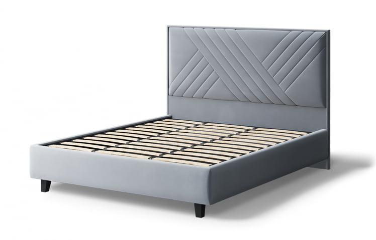 Кровать МИРА 2000*1200мм (на опорах), велюр NEO 25 (серый), (б/основания, б/матраса)_2
