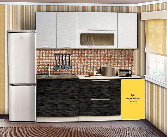 Кухонный гарнитур Диана 7 Страйп белый/Страйп черный_7