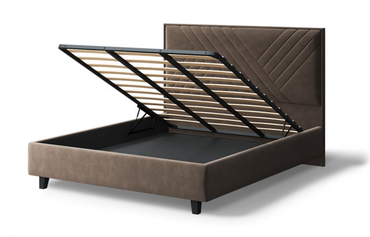 Кровать МИРА 2000*1200мм (на опорах), велюр Бренди лайт 29 (коричневый), (б/основания, б/матраса)_3